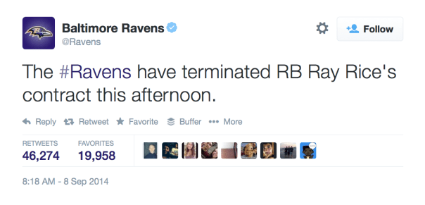 Twitter Baltimore Ravens Cut Ray Rice over domestic violence video